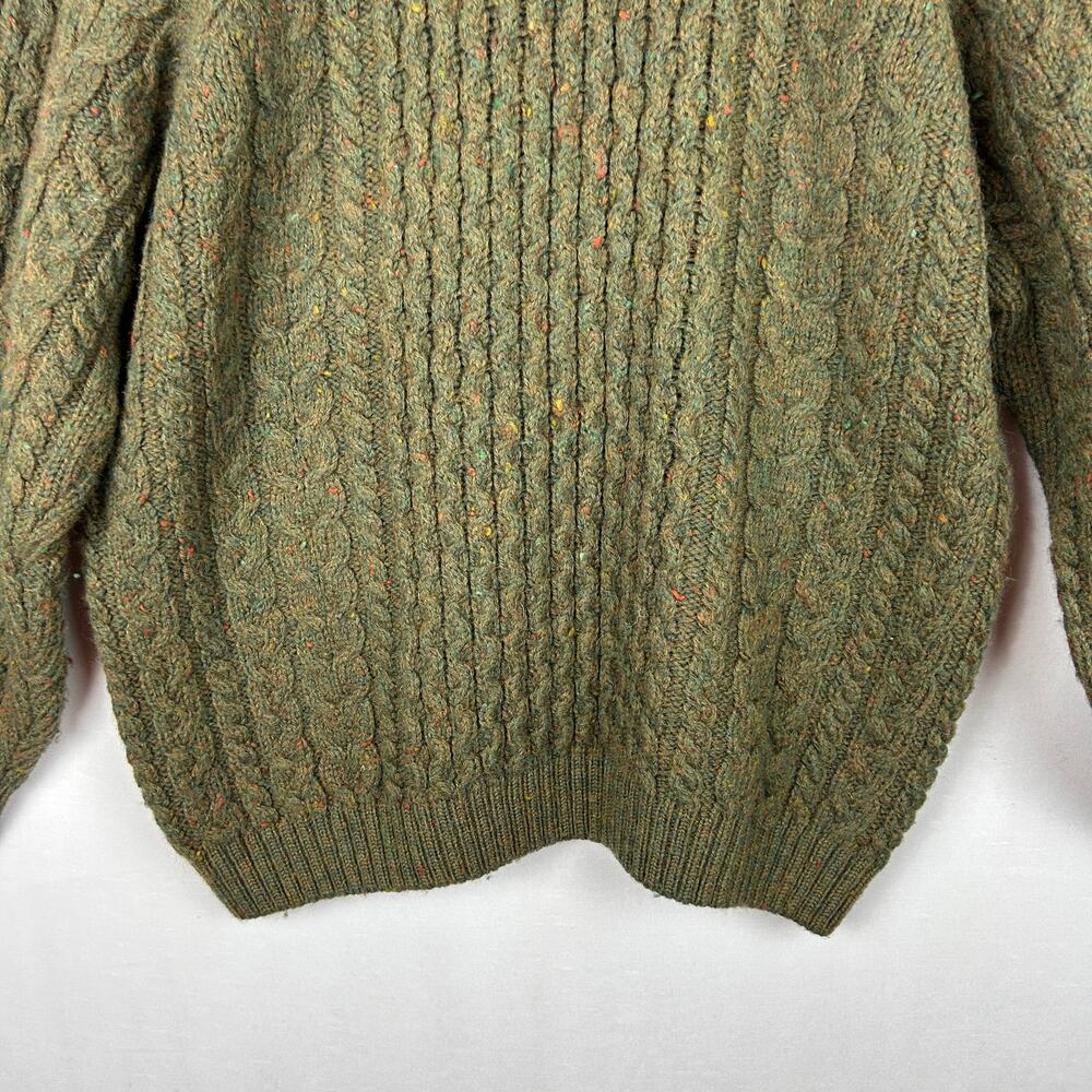 Lands' End Vintage Wool Fisherman Sweater Green Made in England Men's Size XL - Picture 7 of 7